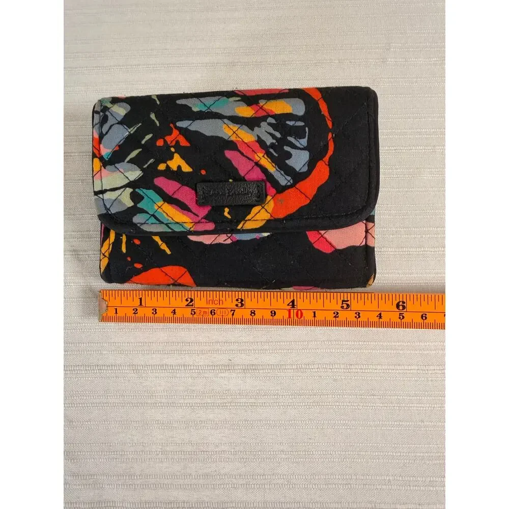 Vera Bradley Butterfly Flutter Riley Wallet RFID Black Multi-Color